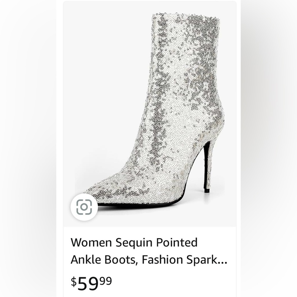 Women’s Sequins Stiletto Pointed Ankle Boots New in Box US 8 - Picture 13 of 14